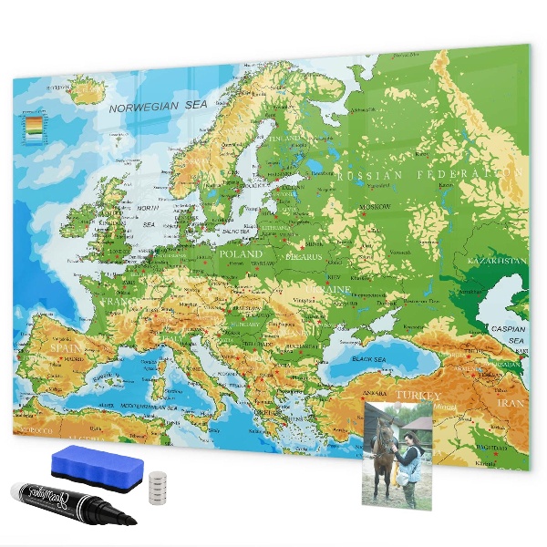 Pizarra magnética de pared con rotulador Un mapa de Europa para recuerdos personales