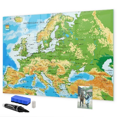 Pizarra magnética de pared con rotulador Un mapa de Europa para recuerdos personales