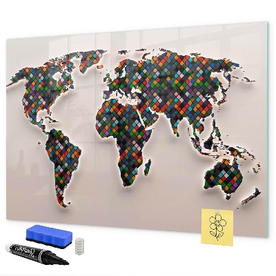 Pizarra magnética de pared con rotulador Mundo interactivo con lugares para tomar fotos.