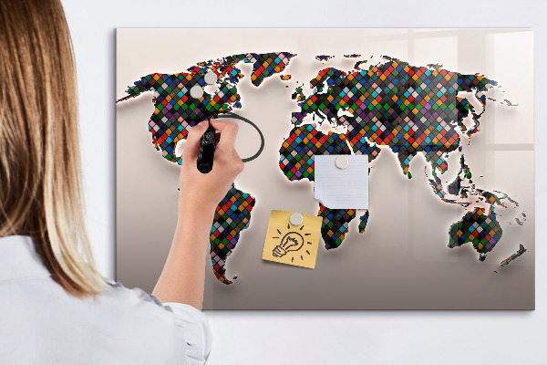 Pizarra magnética de pared con rotulador Mundo interactivo con lugares para tomar fotos.