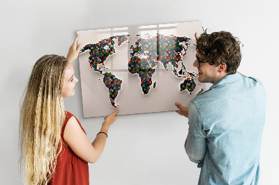 Pizarra magnética de pared con rotulador Mundo interactivo con lugares para tomar fotos.