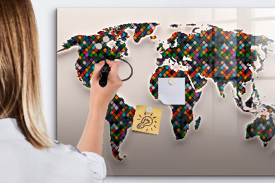 Pizarra magnética de pared con rotulador Mundo interactivo con lugares para tomar fotos.