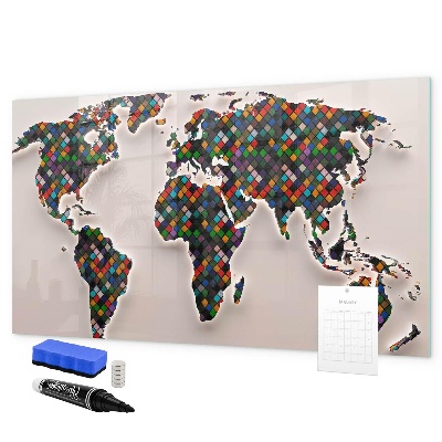 Pizarra magnética de pared con rotulador Mundo interactivo con lugares para tomar fotos.