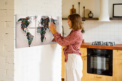 Pizarra magnética de pared con rotulador Mundo interactivo con lugares para tomar fotos.