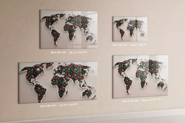 Pizarra magnética de pared con rotulador Mundo interactivo con lugares para tomar fotos.