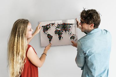 Pizarra magnética de pared con rotulador Mundo interactivo con lugares para tomar fotos.