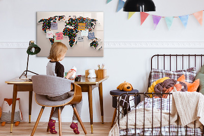 Pizarra magnética de pared con rotulador Mundo interactivo con lugares para tomar fotos.