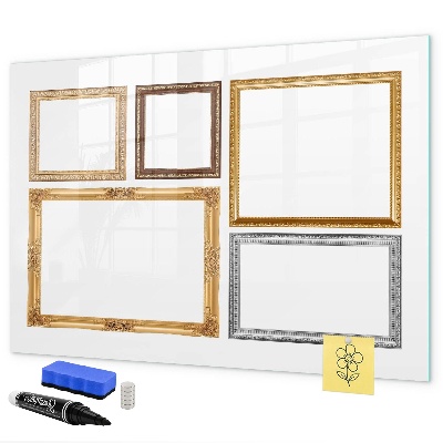 Pizarra borrable de cristal con imanes Un espacio creativo para fotos y notas.