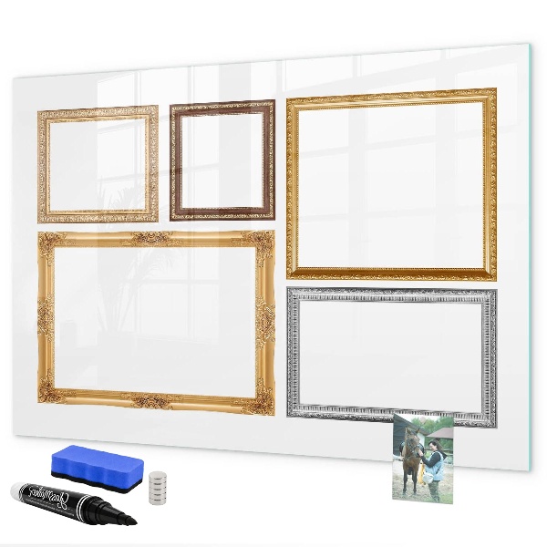 Pizarra borrable de cristal con imanes Un espacio creativo para fotos y notas.