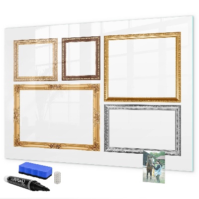 Pizarra borrable de cristal con imanes Un espacio creativo para fotos y notas.