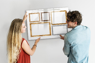 Pizarra borrable de cristal con imanes Un espacio creativo para fotos y notas.