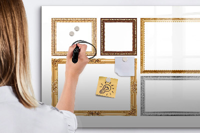 Pizarra borrable de cristal con imanes Un espacio creativo para fotos y notas.