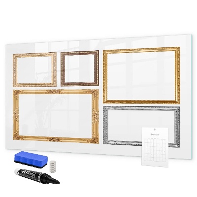 Pizarra borrable de cristal con imanes Un espacio creativo para fotos y notas.