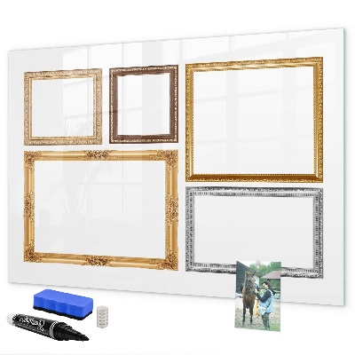 Pizarra borrable de cristal con imanes Un espacio creativo para fotos y notas.