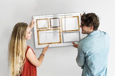Pizarra borrable de cristal con imanes Un espacio creativo para fotos y notas.