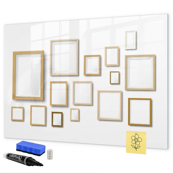 Pizarra borrable de cristal con imanes Un espacio creativo para fotos y notas.