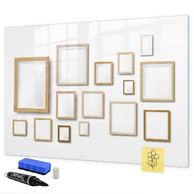 Pizarra borrable de cristal con imanes Un espacio creativo para fotos y notas.