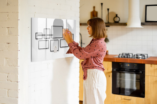 Pizarra magnética de pared con rotulador Tablero moderno para fotos y notas.