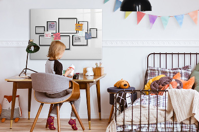 Pizarra magnética de pared con rotulador Tablero moderno para fotos y notas.