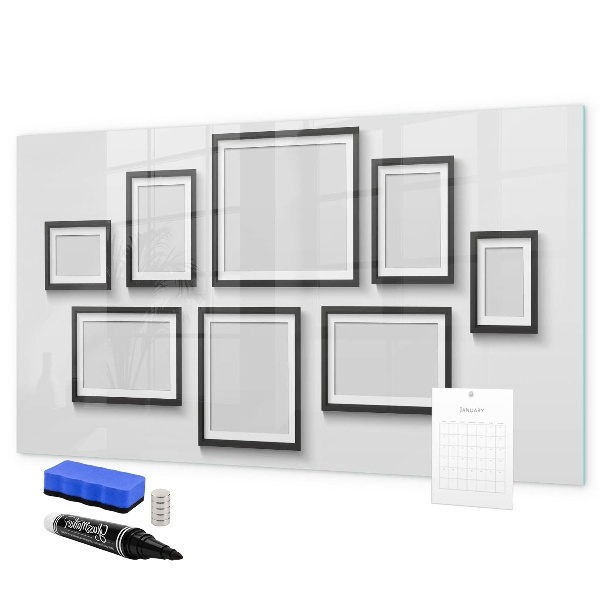 Pizarra magnética de pared con rotulador Tablero moderno para fotos y notas.