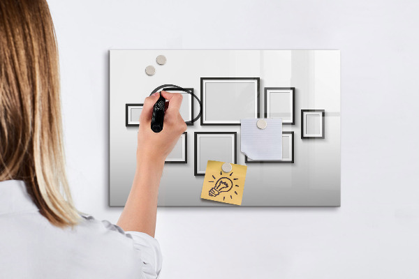 Pizarra magnética de pared con rotulador Tablero moderno para fotos y notas.
