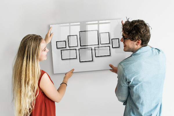 Pizarra magnética de pared con rotulador Tablero moderno para fotos y notas.