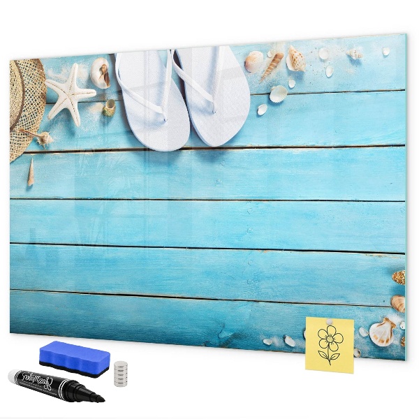 Pizarra magnética de pared con rotulador Recuerdos de verano en un tablero colorido