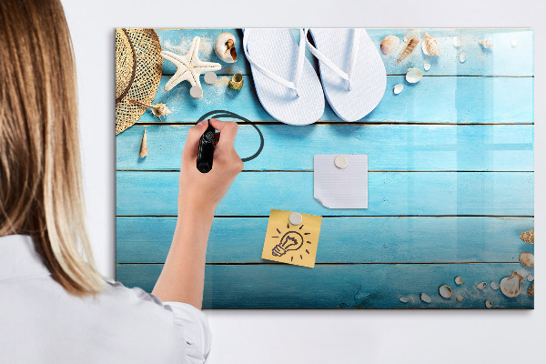 Pizarra magnética de pared con rotulador Recuerdos de verano en un tablero colorido