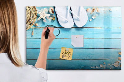 Pizarra magnética de pared con rotulador Recuerdos de verano en un tablero colorido