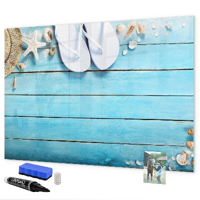 Pizarra magnética de pared con rotulador Recuerdos de verano en un tablero colorido