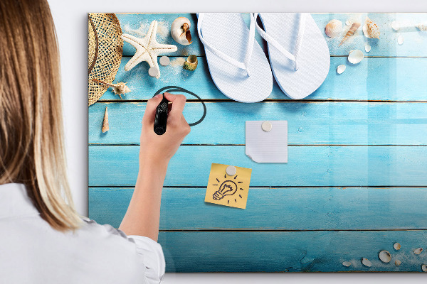 Pizarra magnética de pared con rotulador Recuerdos de verano en un tablero colorido