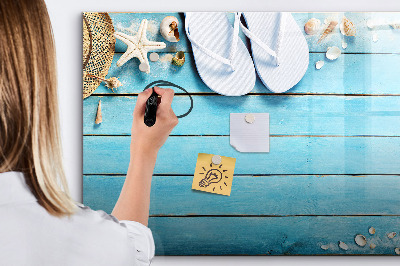 Pizarra magnética de pared con rotulador Recuerdos de verano en un tablero colorido