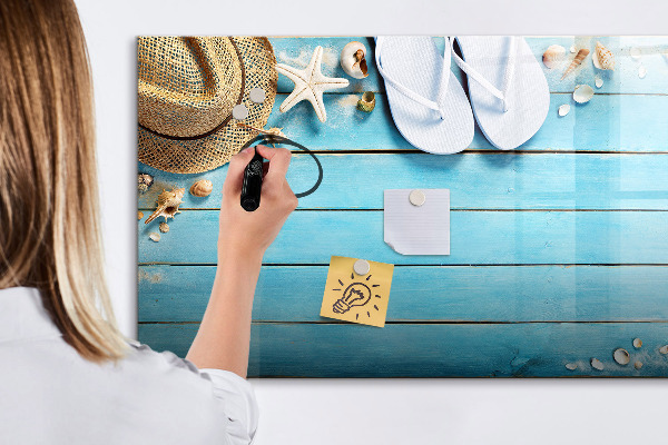 Pizarra magnética de pared con rotulador Recuerdos de verano en un tablero colorido
