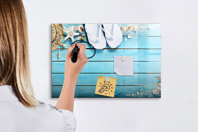 Pizarra magnética de pared con rotulador Recuerdos de verano en un tablero colorido