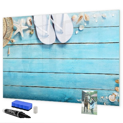 Pizarra magnética de pared con rotulador Recuerdos de verano en un tablero colorido