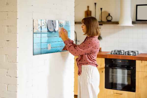 Pizarra magnética de pared con rotulador Recuerdos de verano en un tablero colorido