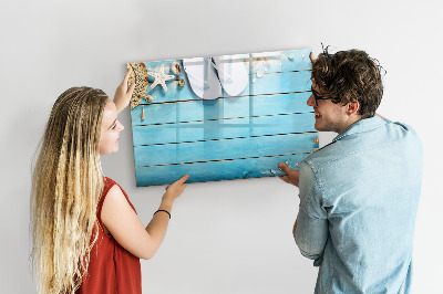Pizarra magnética de pared con rotulador Recuerdos de verano en un tablero colorido