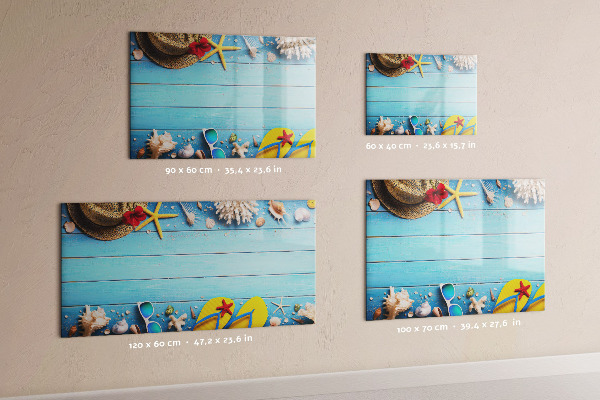Pizarra magnética de pared con rotulador Recuerdos de verano sobre un fondo azul