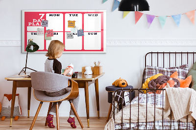 Pizarra borrable de cristal con imanes Plan semanal con espacio para fotos