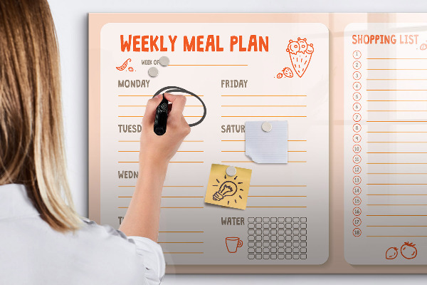 Pizarra magnética de pared con rotulador Plan de comidas para cada semana