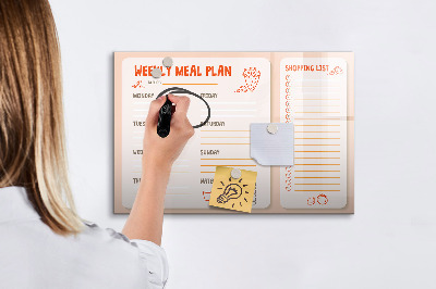 Pizarra magnética de pared con rotulador Plan de comidas para cada semana