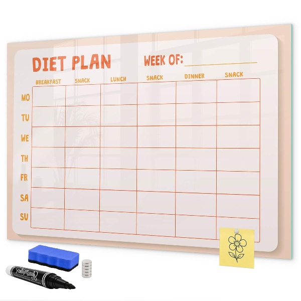 Pizarra magnética de pared con rotulador Plan de alimentación para toda la semana