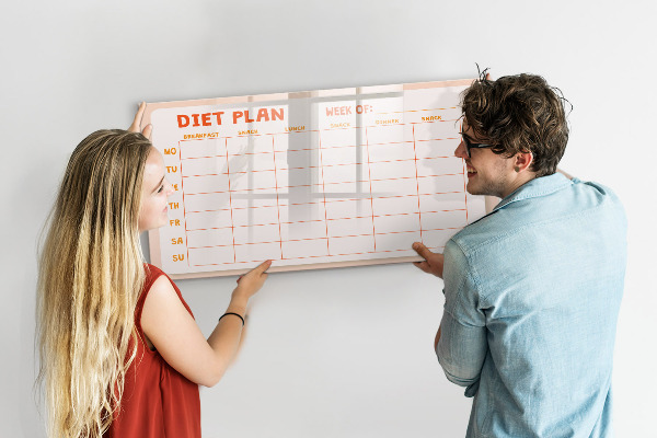 Pizarra magnética de pared con rotulador Plan de alimentación para toda la semana