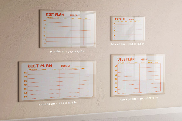 Pizarra magnética de pared con rotulador Plan de alimentación para toda la semana
