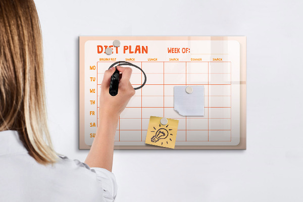 Pizarra magnética de pared con rotulador Plan de alimentación para toda la semana