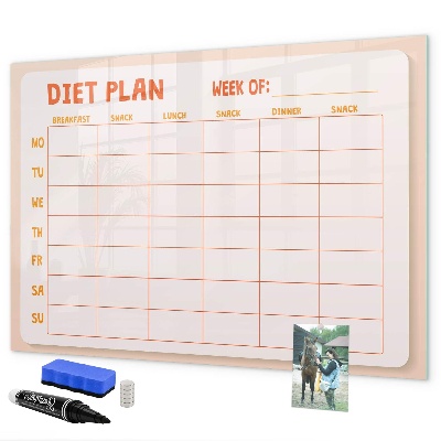 Pizarra magnética de pared con rotulador Plan de alimentación para toda la semana