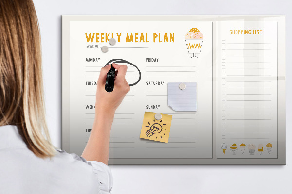 Pizarra magnética de pared con rotulador Plan de comidas para la semana