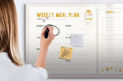 Pizarra magnética de pared con rotulador Plan de comidas para la semana