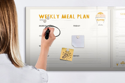 Pizarra magnética de pared con rotulador Plan de comidas para la semana