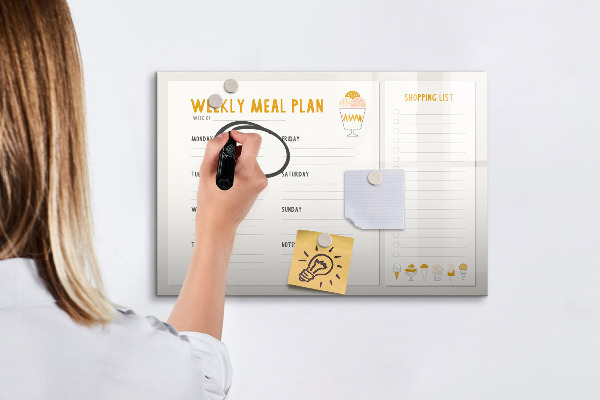 Pizarra magnética de pared con rotulador Plan de comidas para la semana